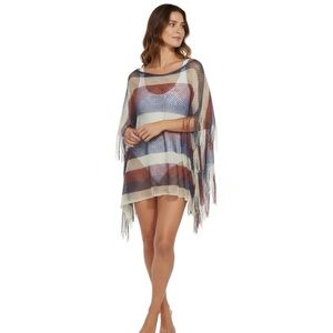 Red White & Blue Womens Shawl Metallic Patriotic Fringed Americana Cover Up